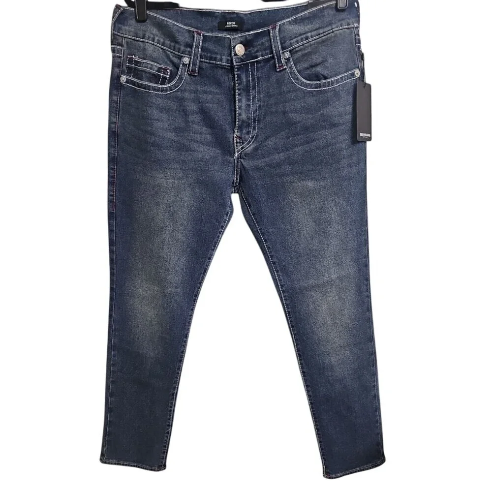 True Religion Rocco Relaxed Skinny Designer Denim Jeans Medium Wash 36x32 $199‎